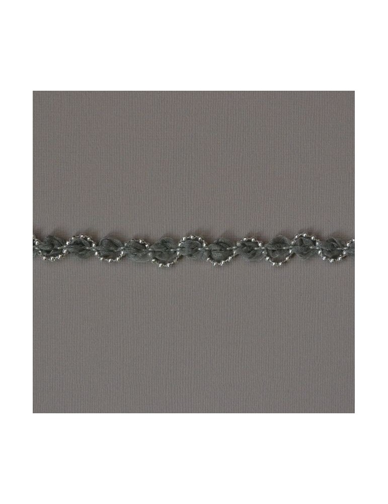 Ruban Organza et Perles Gris