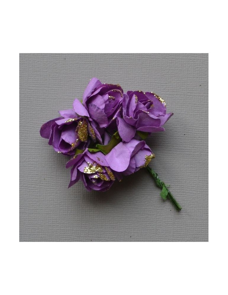 Roses violettes et paillettes or