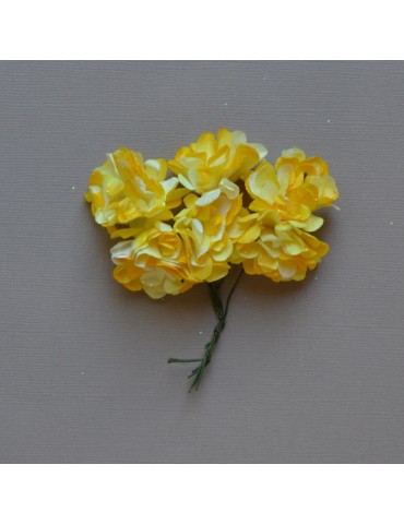Lot fleurs jaune /blanc à pailettes