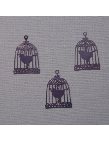 3 cages a oiseaux violet