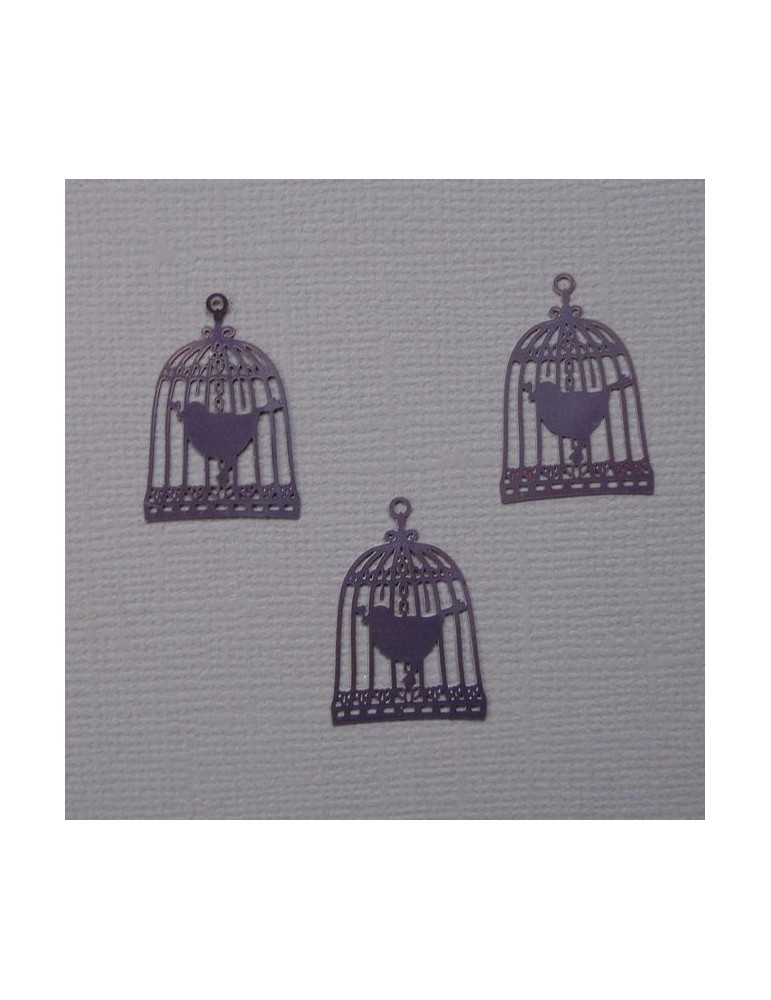 3 cages a oiseaux violet