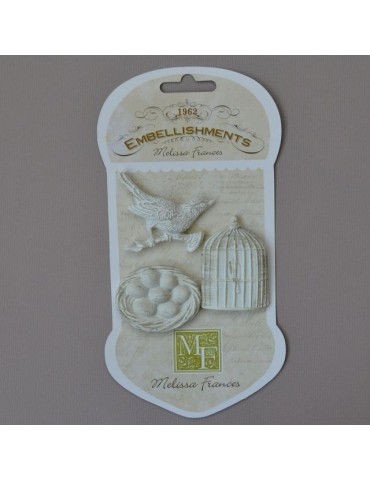 ensemble oiseau nid et cage en résine Mélissa Frances